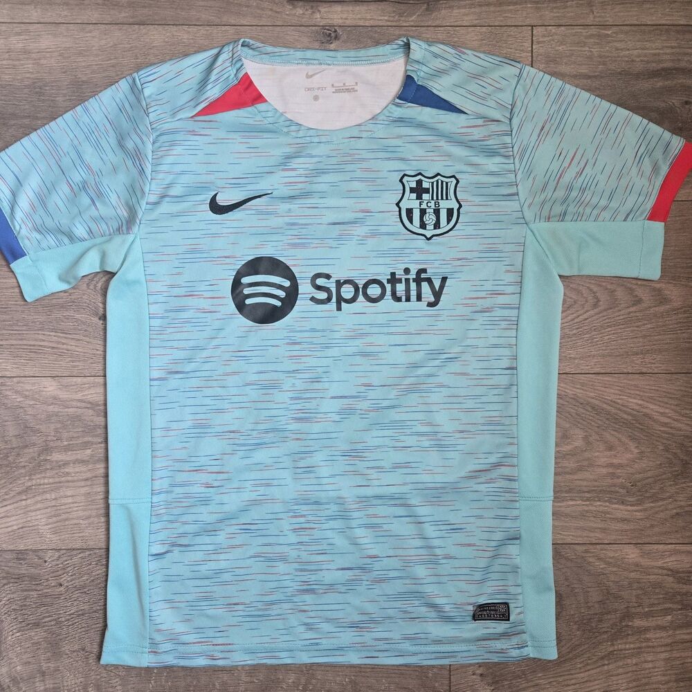 Nike FC Barcelona 2023/24 Away Jersey Adult Medium Spotify Gavi 6 Light Aqua
